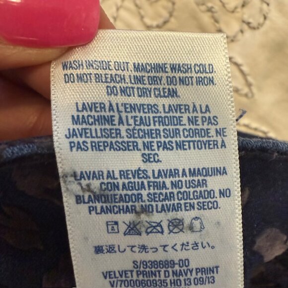 OLD NAVY Pixie Velvet Flocked Pants Mid Rise Ankle Stretch Blue Black Floral 14 - Picture 6 of 11